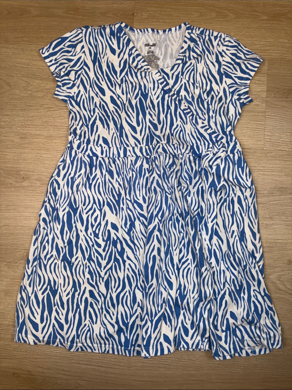 Diane Von Furstenberg x Target Blue and White Zebra-Print Wrap Dress
